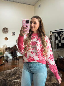 Pink Florals Sweater