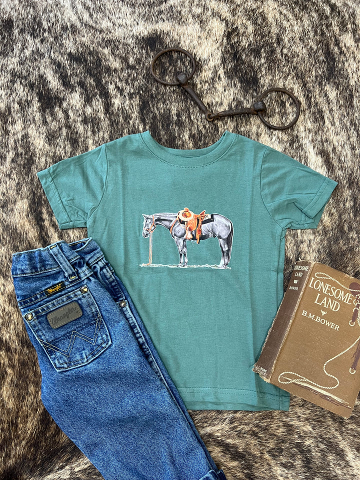 Gray Cow Pony Toddler Tee-Forest