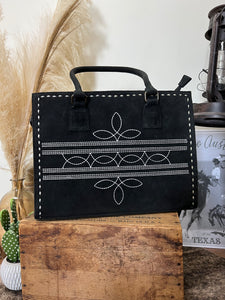 Boot Stitch Rough Out Tote- Black