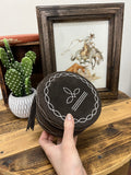 Brown Boot Stitch Jewelry Case-Round