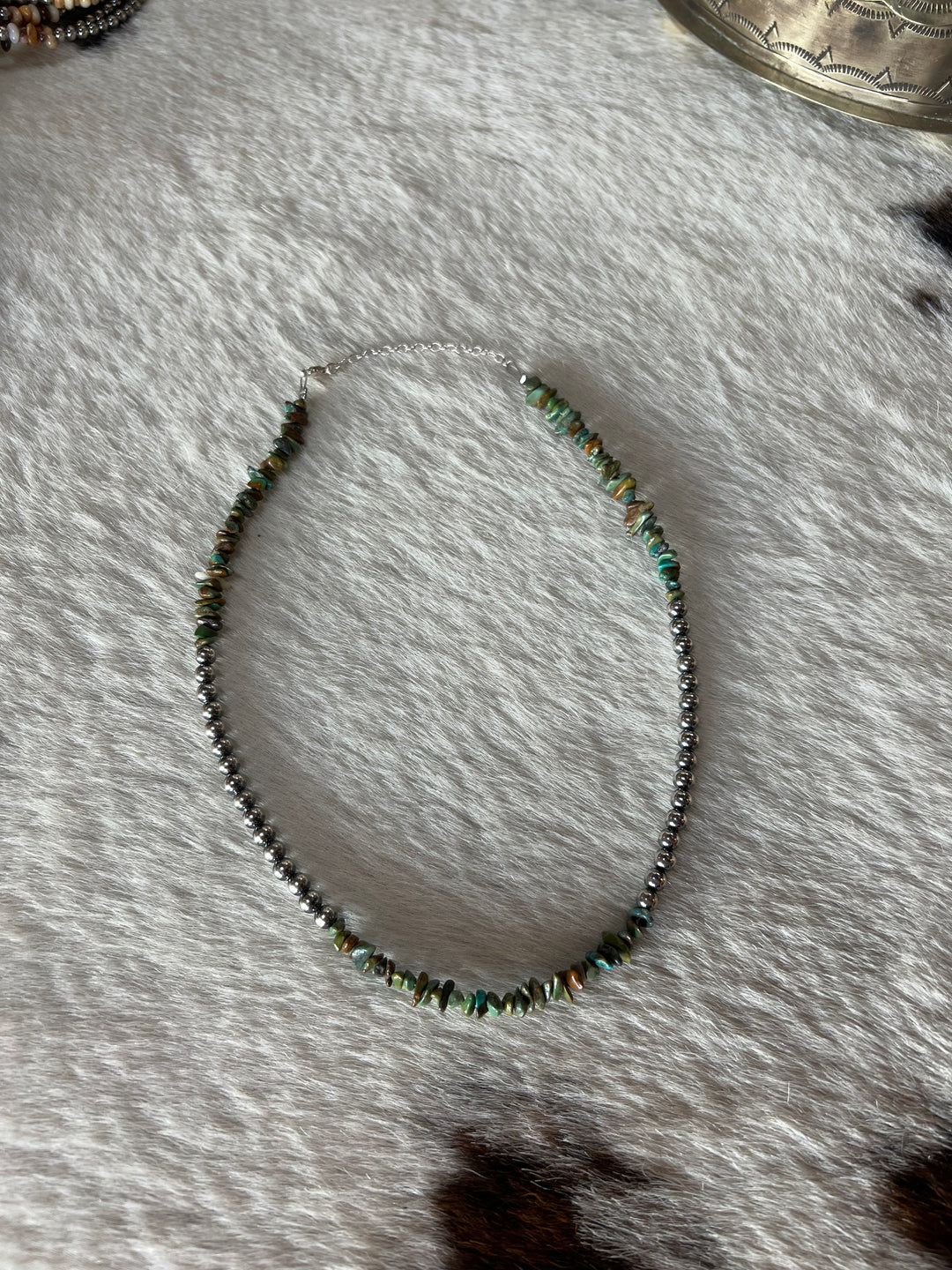 Desert Pearls & Turquoise Necklace-16”