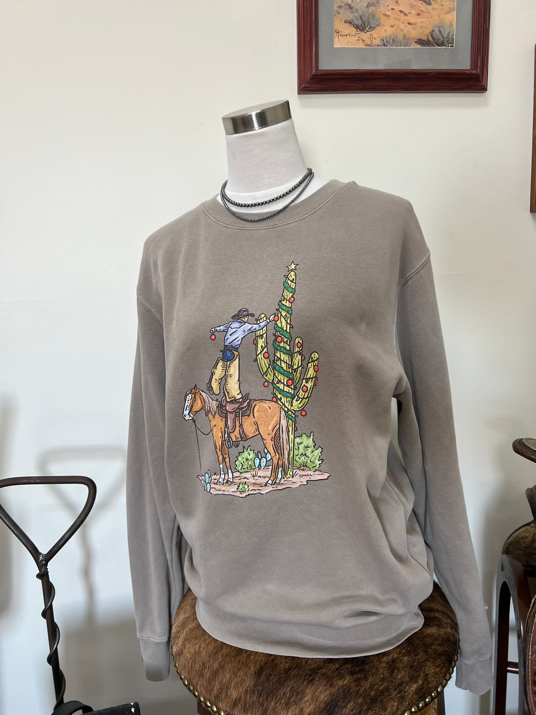 Christmas Saguaro Crewneck-Concrete