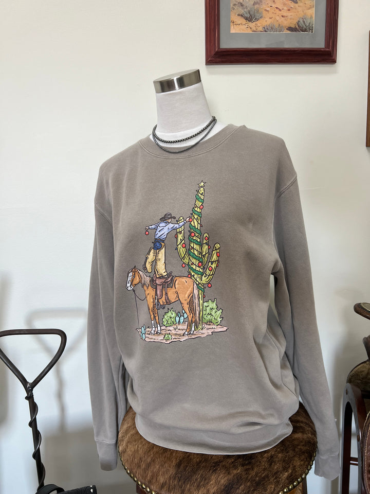 Christmas Saguaro Crewneck-Concrete