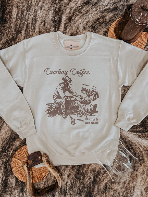 Cowboy Coffee Crewneck-Sand