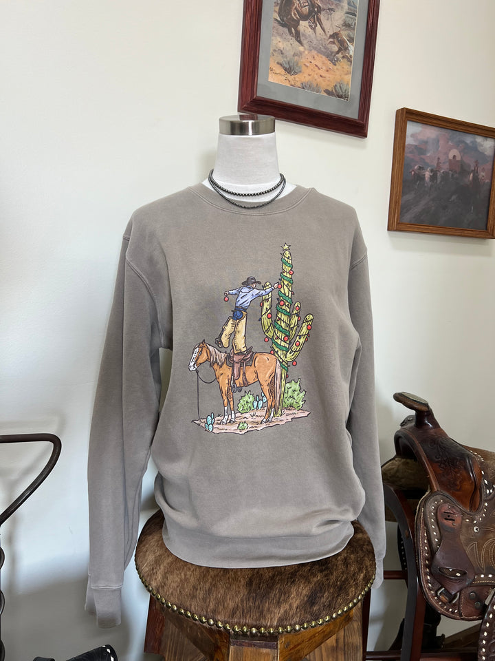 Christmas Saguaro Crewneck-Concrete