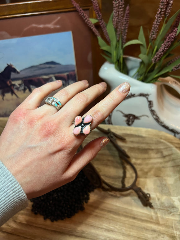Pink Conch Cluster Ring{Size8}