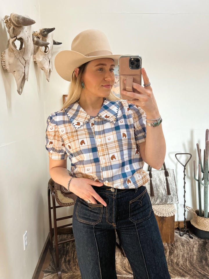 Plaid Horse Top