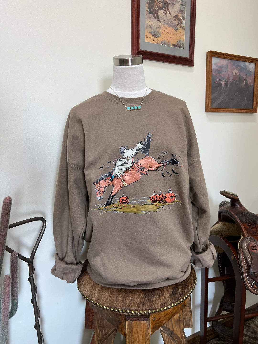 Buckin’ Spooky Crewneck-Mocha