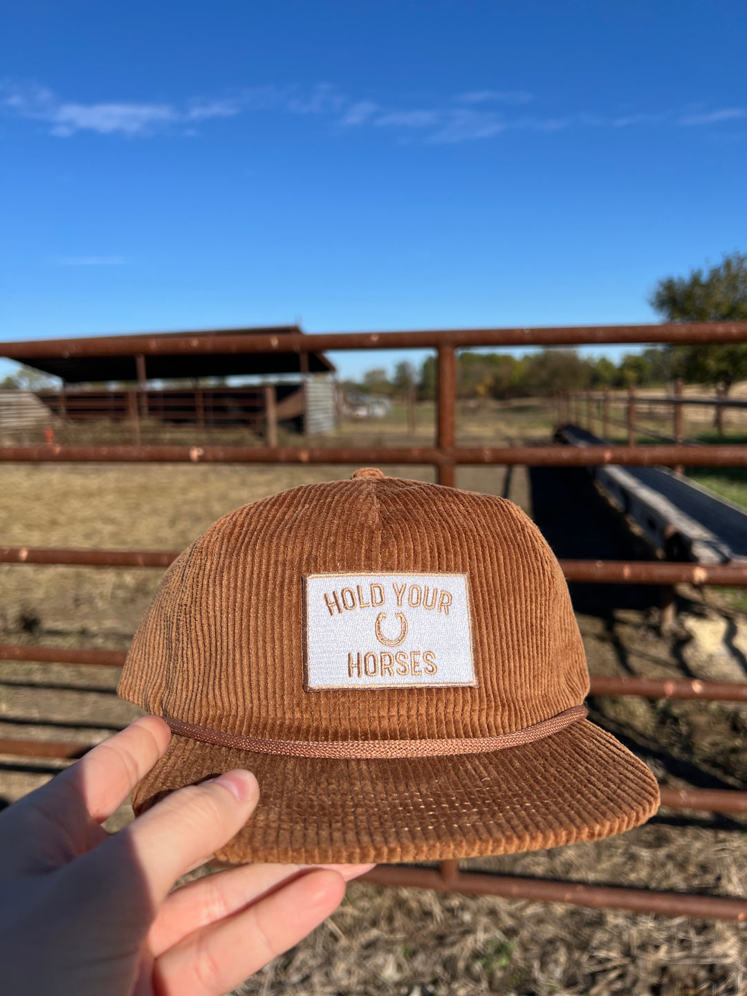 Hold Your Horses Corduroy Trucker Hat