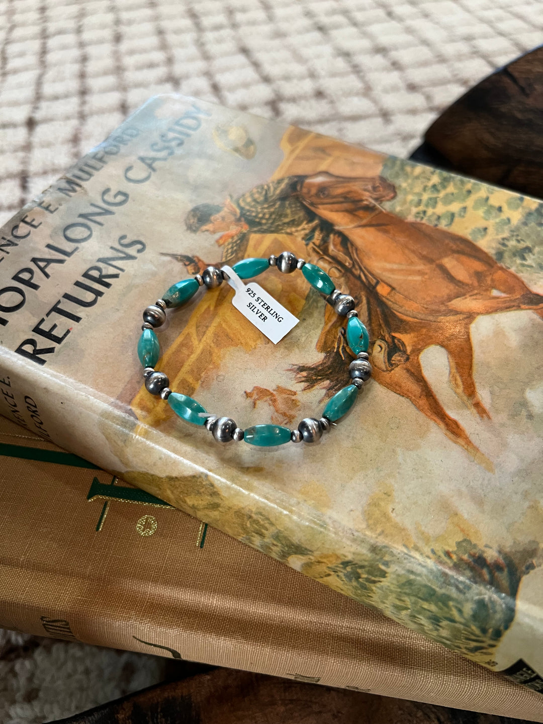 Desert Pearl & Torpedo Turquoise Stretchy Bracelet