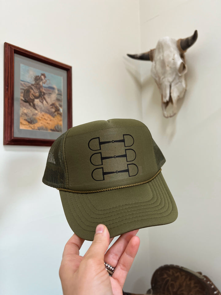 3 Bit Trucker Hat-Olive
