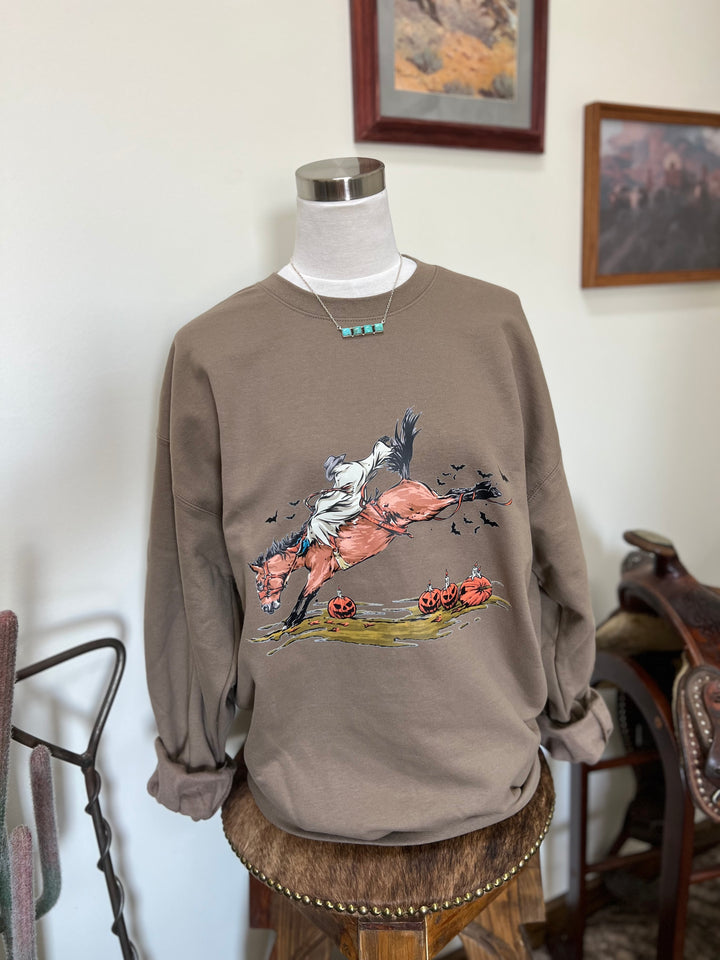 Buckin’ Spooky Crewneck-Mocha
