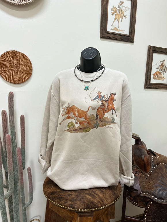 Wild Cow Catcher Crewneck-Natural