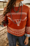 The Longhorn Sweater- Rust