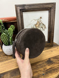 Brown Boot Stitch Jewelry Case-Round