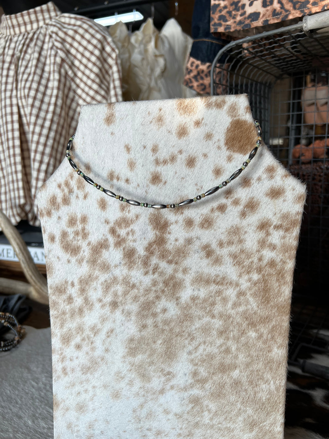 Desert Torpedo Pearls & Turquoise Necklace-14.5”