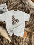 Checker Bronc T-Shirt-Ash