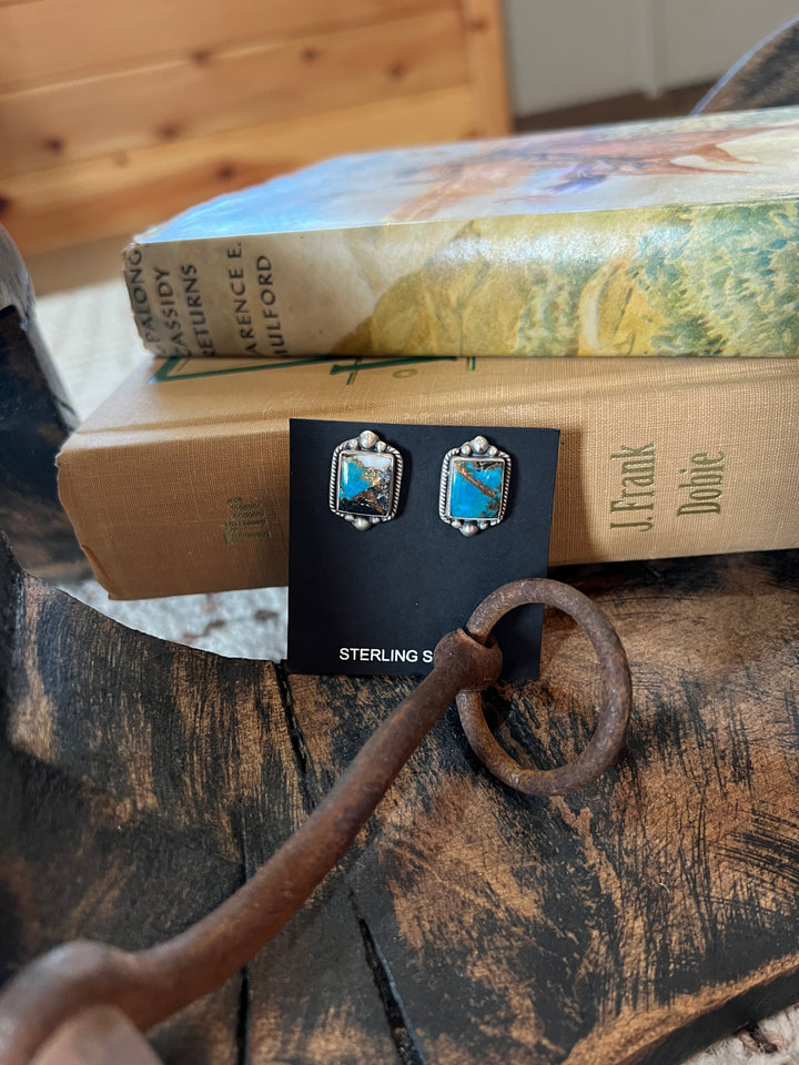White Buffalo & Turquoise Earrings