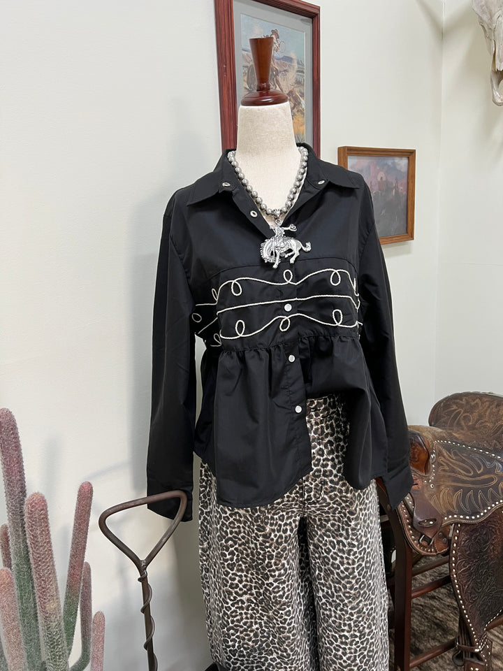 Loopty Lou Black Long Sleeve Top