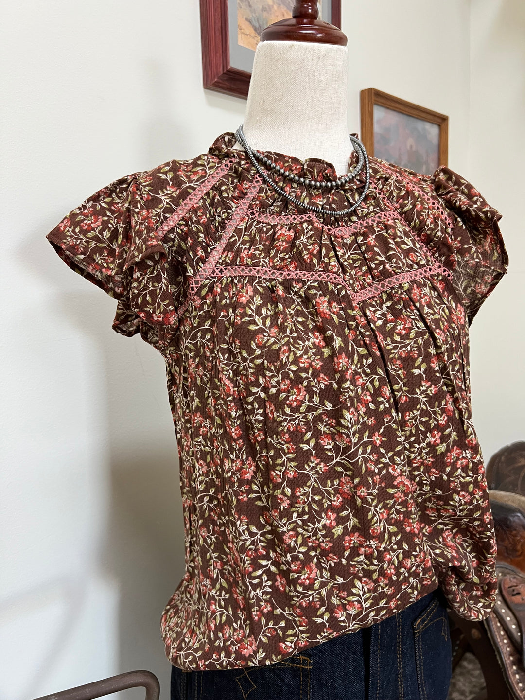 Floral Lace Yoke Top