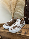 Utah Cowhide Slip Ons- Red Chocolate