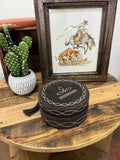 Brown Boot Stitch Jewelry Case-Round