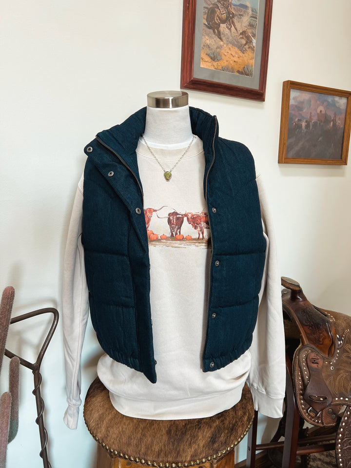 Ariat: Denim Puffer Vest