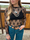 Black Lace Mesh Top