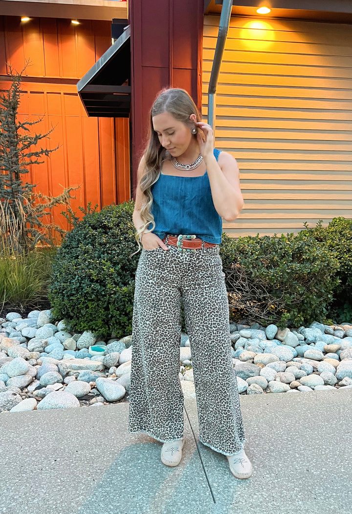 Lexi Leopard Wide Leg Jeans