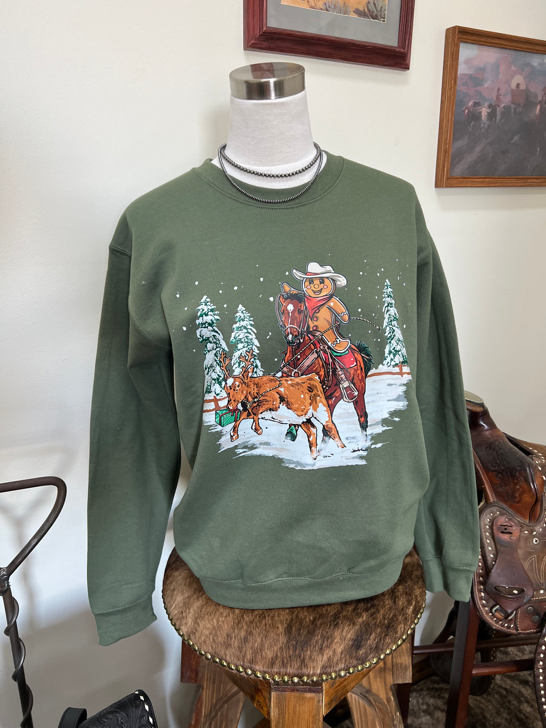 Gingerbread Roper Crewneck-Olive