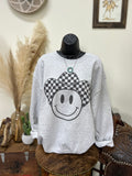 Checker Cowboy Crewneck- Ash