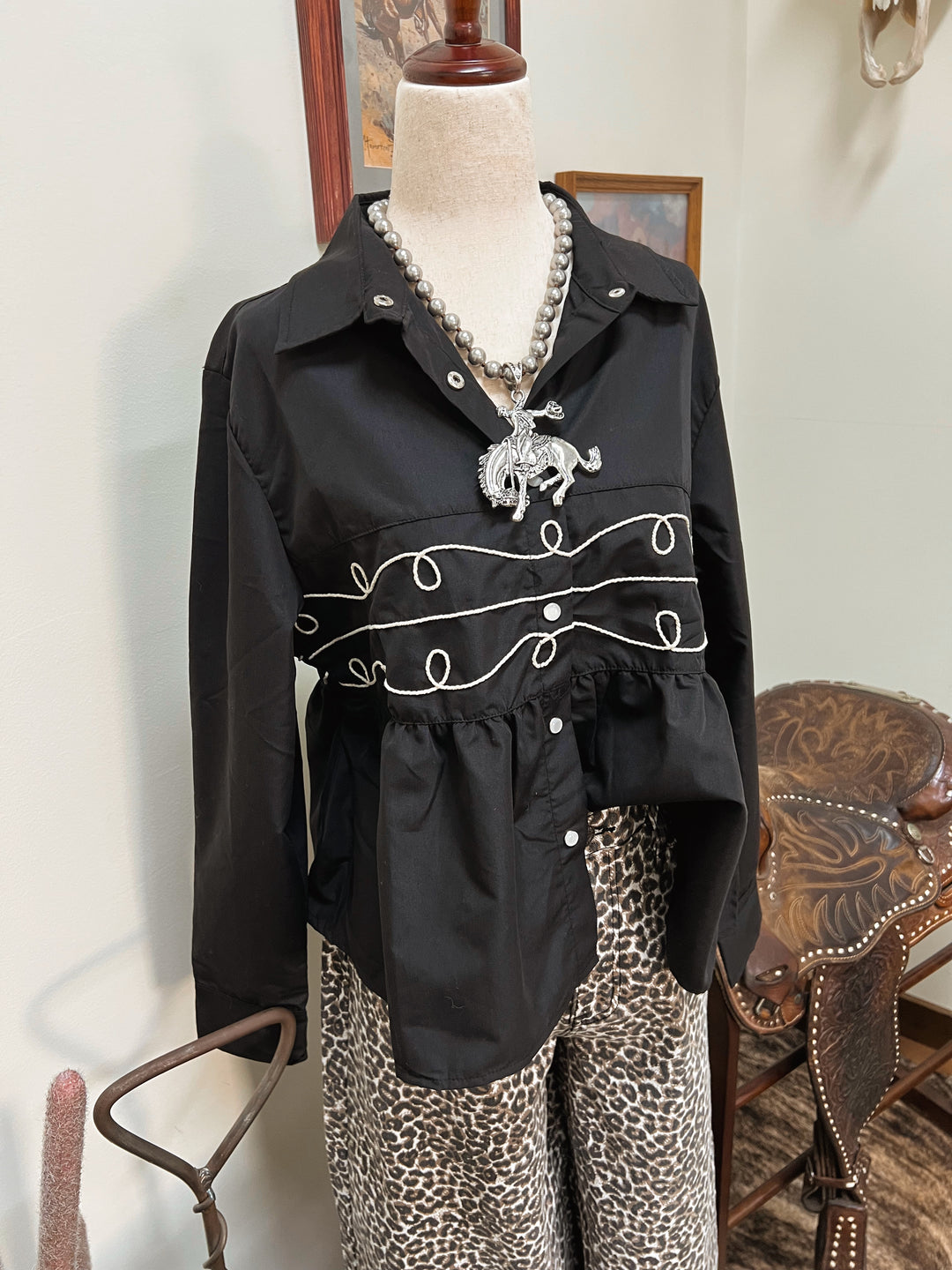 Loopty Lou Black Long Sleeve Top