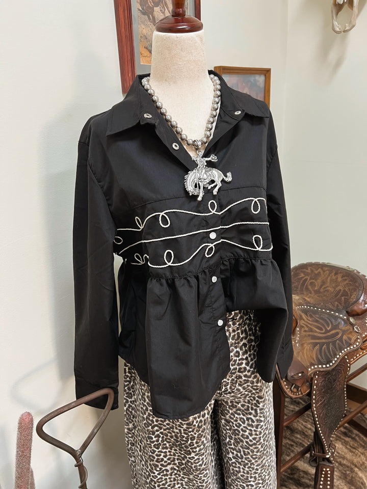 Loopty Lou Black Long Sleeve Top