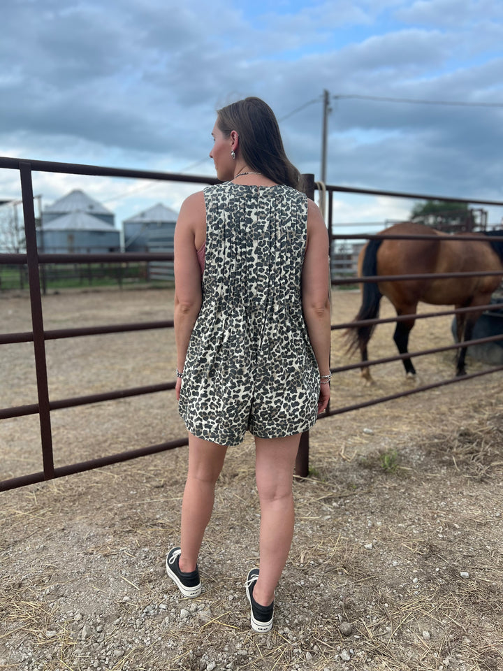 Leopard Denim Romper