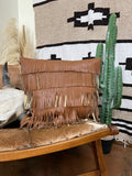 The Fringe Flair Pillow Case-Saddle