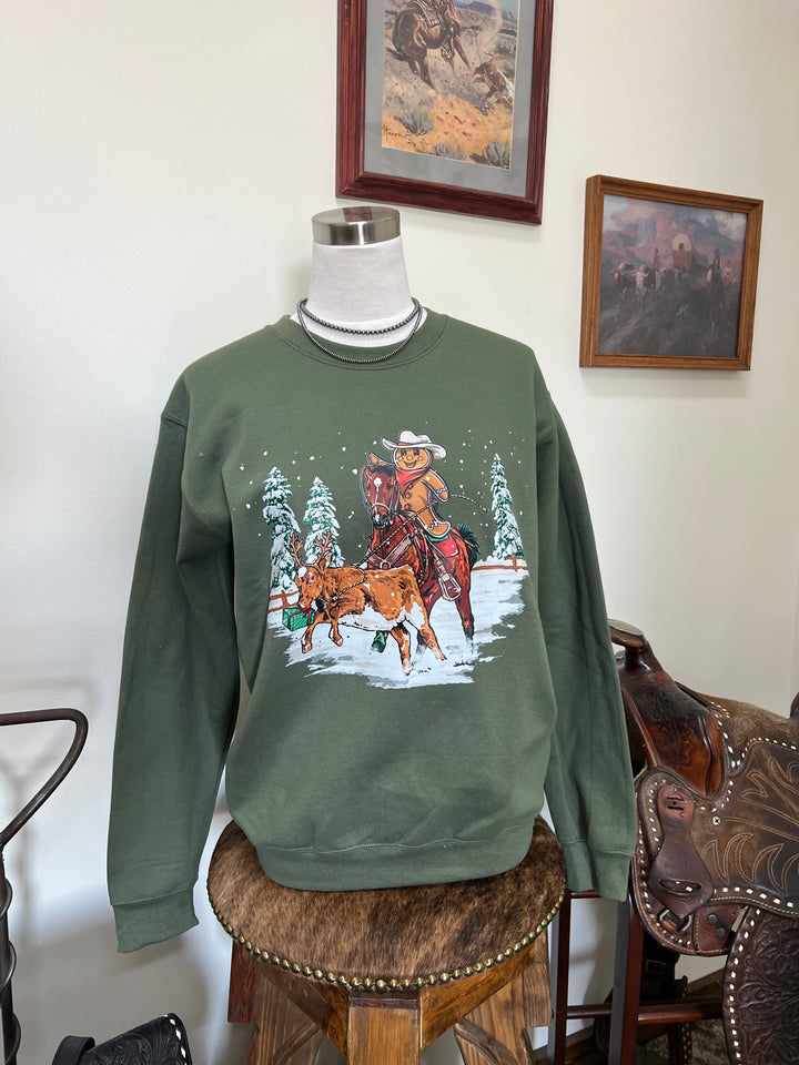 Gingerbread Roper Crewneck-Olive
