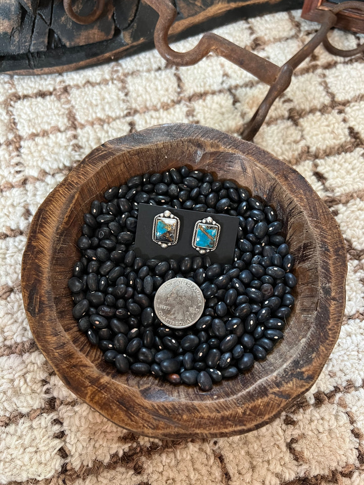 White Buffalo & Turquoise Earrings