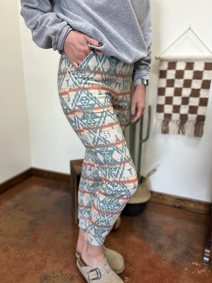 Olive Aztec Joggers