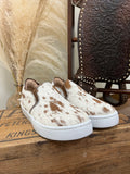 Utah Cowhide Slip Ons- Red Chocolate