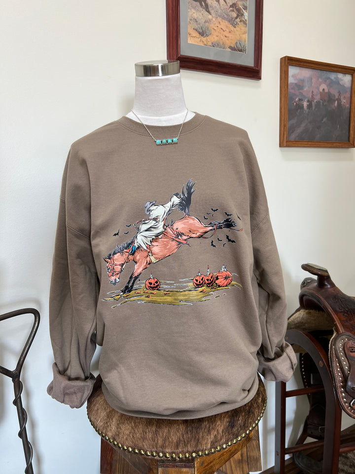 Buckin’ Spooky Crewneck-Mocha