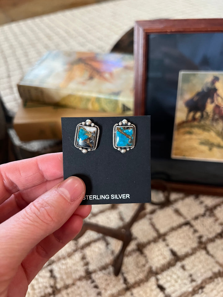 White Buffalo & Turquoise Earrings