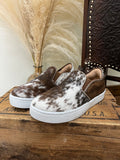 Utah Cowhide Slip Ons- Red Chocolate