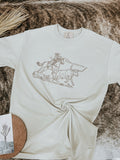 Lasso Longhorn Outline T-Shirt-Sand