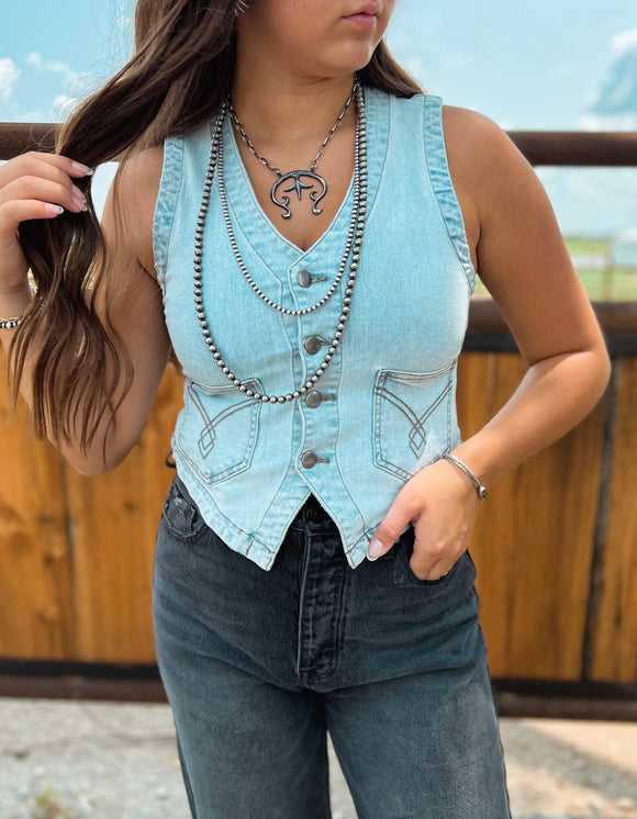 Stitched Denim Vest