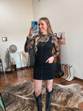 Sue Suede Buckle Dress-Black