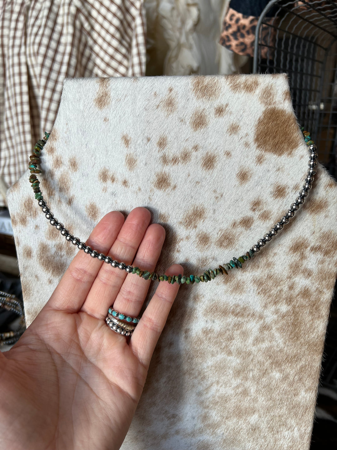 Desert Pearls & Turquoise Necklace-16”