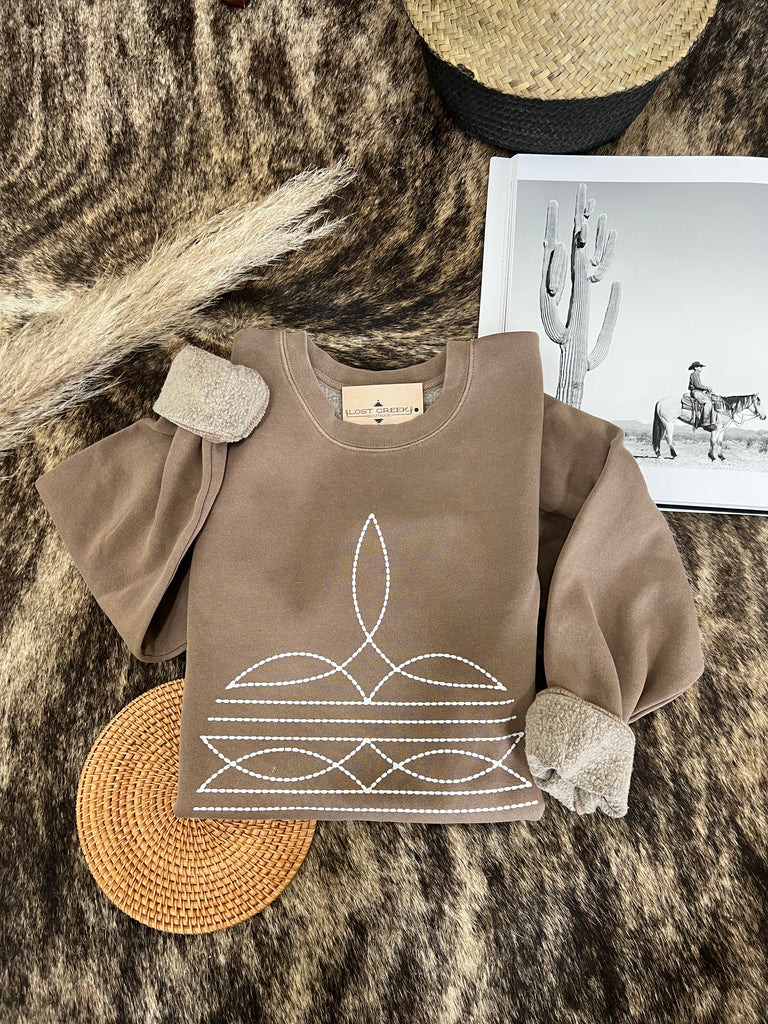 Boot Stitch Crewneck-Mocha – Lost Creek Boutique LLC