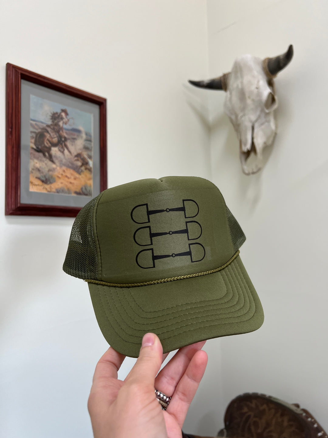 3 Bit Trucker Hat-Olive