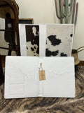White Leather + Cowhide Planner