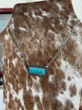 Faux Turquoise Bar Necklace